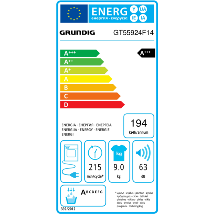 Grundig GT55924F14, Kondenstrockner, A+++, 9 kg, Standgerät, 59,8 cm – Bild 2