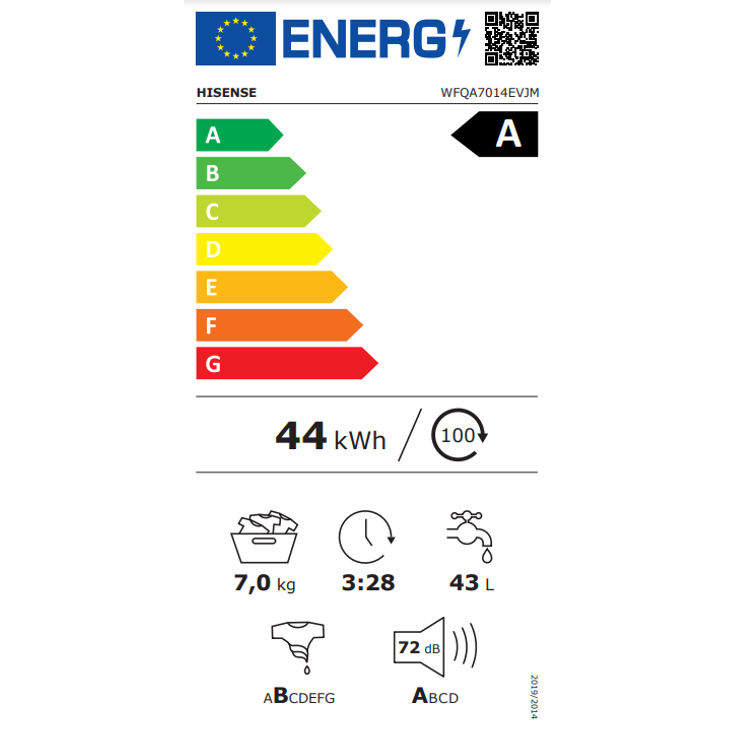 Hisense WFQA7014EVJM, Frontlader-Waschmaschine, A, Fassungsvermögen 7 kg, Standgerät, Breite 60 cm – Bild 19