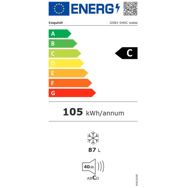 Exquisit GS81-040C Gefrierschrank, freistehend, weiß, Lagerzeit bei Störung 24 h, Breite 54.5 cm, Energieklasse C – Bild 7