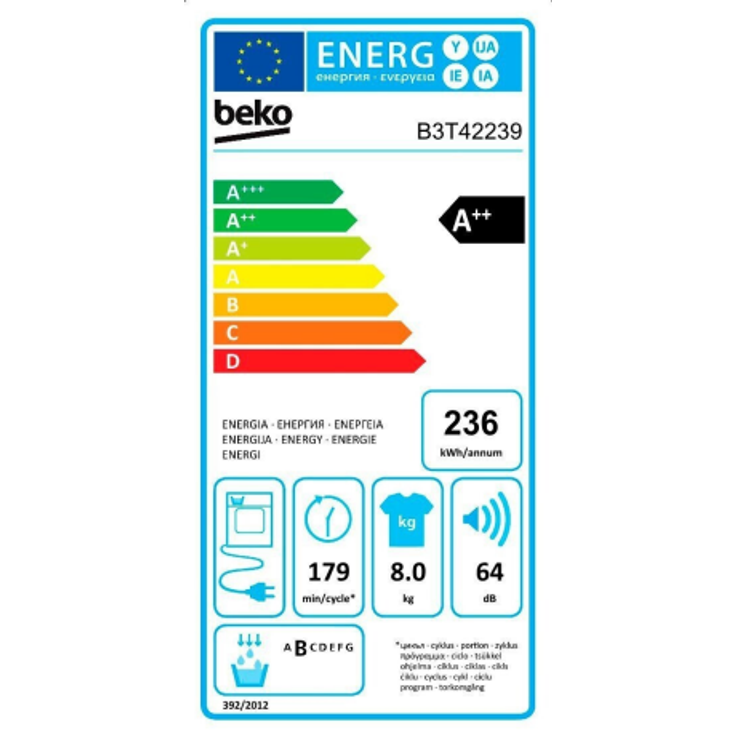 Beko B3T42239, Wärmepumpentrockner, A++, Fassungsvermögen 8 kg, Standgerät, Breite 59,8 cm – Bild 2