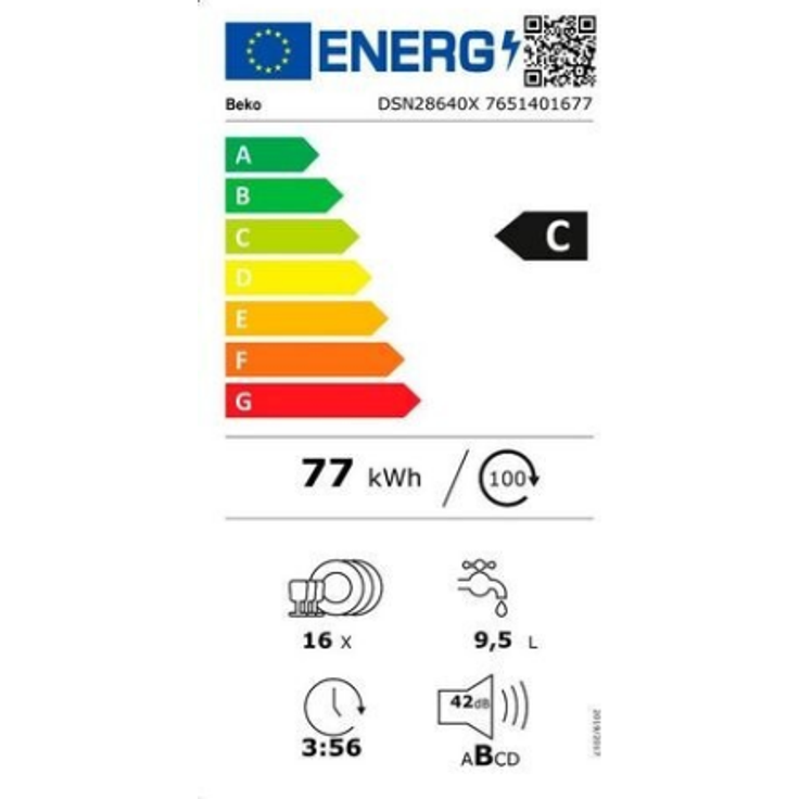 Beko DSN28640, Geschirrspüler, C, Geräuschemissionsklasse B, Geräuschemissionen 42 Dezibel – Bild 13