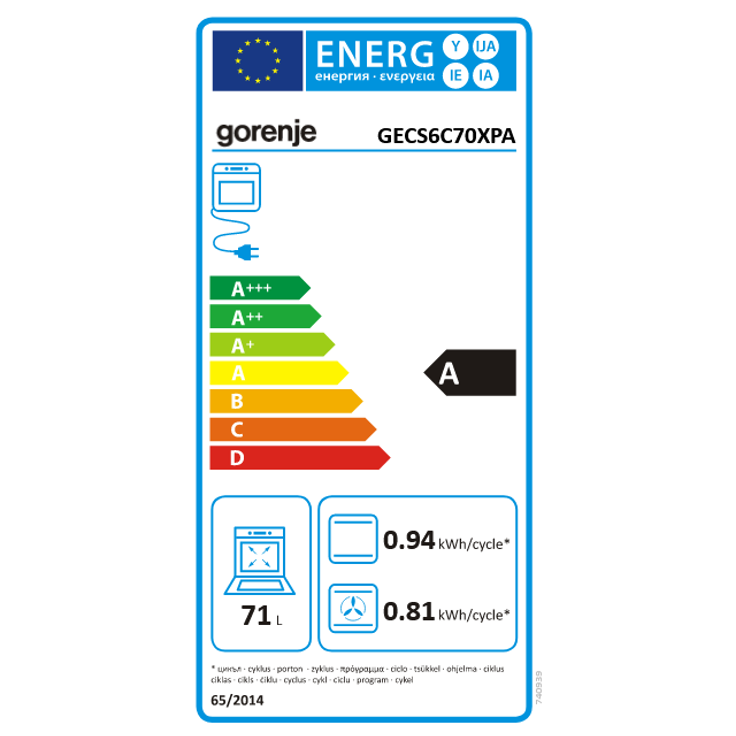 Gorenje GECS6C70XPA Standherd, Elektroherd freistehend, inkl. Kochfeld, Extra Steam, A, Garraum 71 l, groß (ab 65 l), edelstahl, schwarz – Bild 2