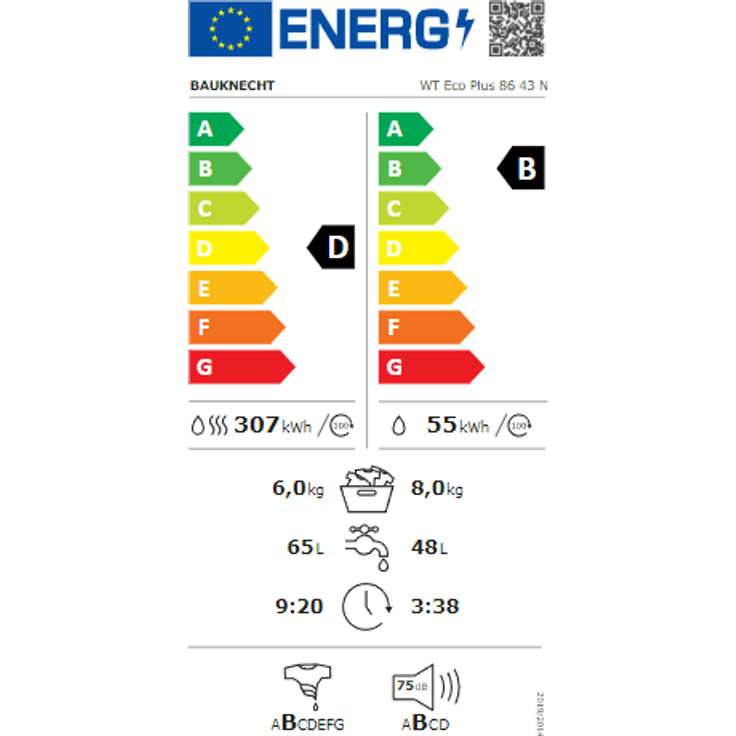 Bauknecht WT Eco Plus 86 43 N, Waschtrockner, Energieeffizienzklasse D, Standgerät, Breite 60 cm, Geräuschemissionsklasse B – Bild 5