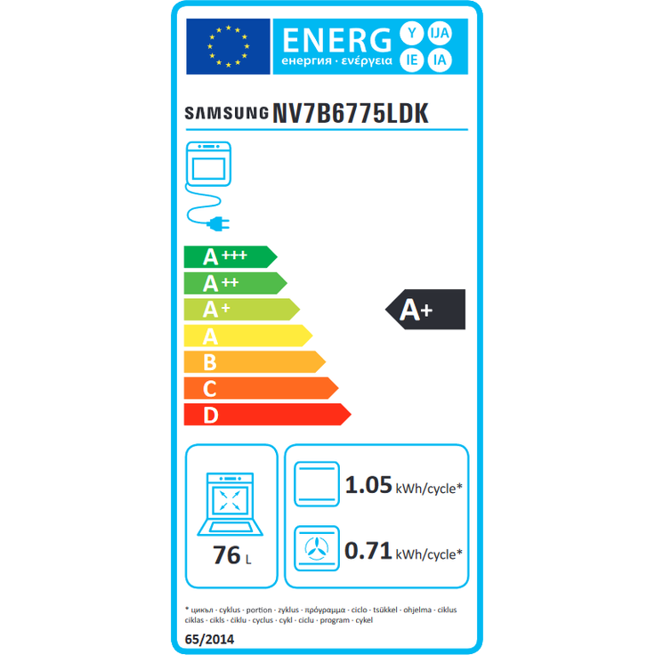 Samsung NV7B6775LDK/U1 Einbaubackofen, Serie 6, Pyrolyse, Dual Cook, Flex, Einbaugerät, Energieeffizienzklasse A+, Garraum 76 l, groß (ab 65 l), schwarz – Bild 6