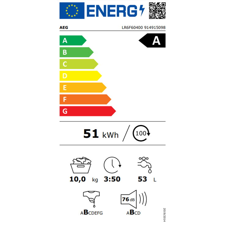 AEG LR6F60400, Frontlader-Waschmaschine, A, Fassungsvermögen 10 kg, Standgerät, Breite 60 cm, Mengenautomatik – Bild 4