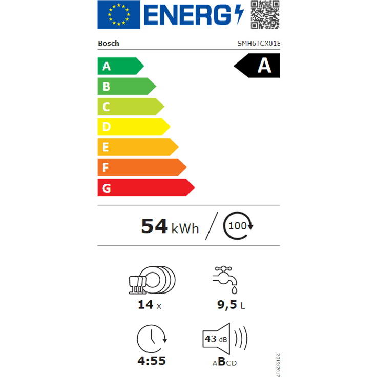 Bosch SMH6TCX01E, Geschirrspüler, A, Geräuschemissionsklasse B, Geräuschemissionen 43 Dezibel, Varioscharnier – Bild 6