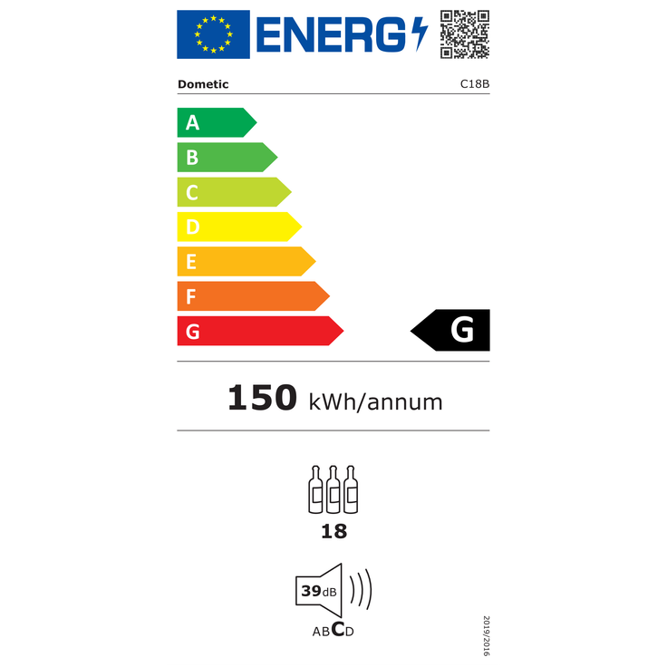 Dometic C18B Weinkühlschrank, freistehend, 18 Flaschen, 2 Temperaturzonen, abschließbar, Energieklasse G – Bild 2