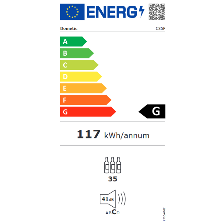 Dometic C35F Weinkühlschrank, freistehend, schwarz, 35 Flaschen, Breite 48.3 cm, Energieklasse G – Bild 2