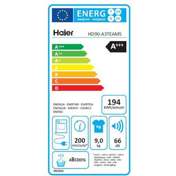 Haier HD90-A3TEAM5, Wärmepumpentrockner, A+++, Fassungsvermögen 9 kg, Standgerät, Breite 59,5 cm, per App steuerbar – Bild 2