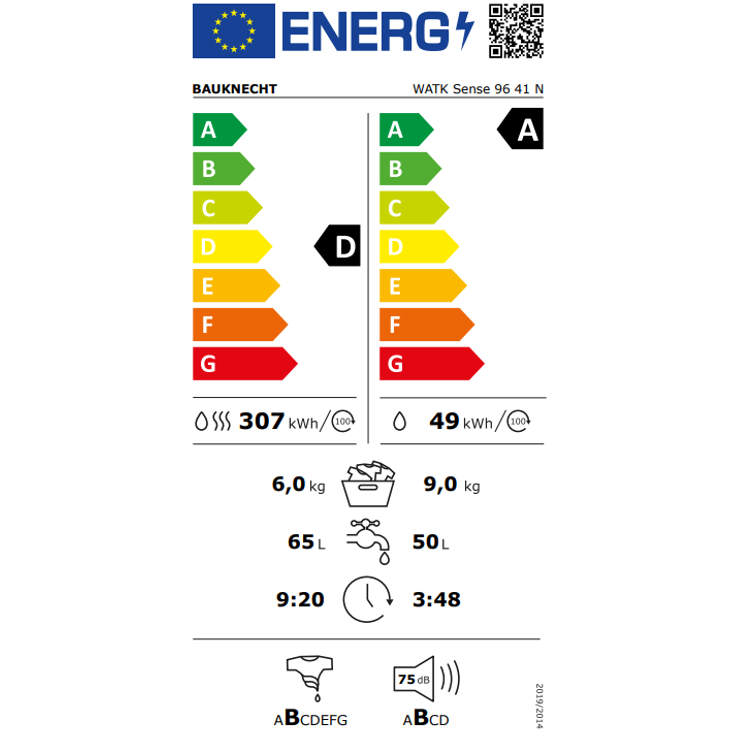 Bauknecht WATK Sense 9641N, Waschtrockner, Energieeffizienzklasse D, Standgerät, Geräuschemissionsklasse B – Bild 2