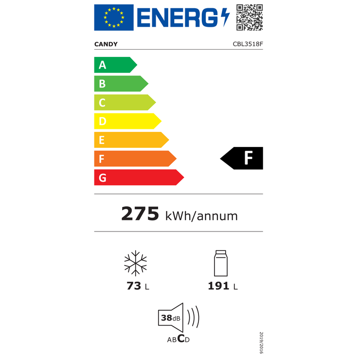 Candy CBL3518F (34901384) Kühl-Gefrierkombination, Einbau, Energieklasse F – Bild 2