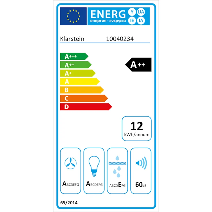 Klarstein 10040234 Wandhaube, Aurora 60 Smart Dunstabzugshaube 550 m³/h 60cm kopffrei Ambiente-Licht EEC A++, schwarz – Bild 2