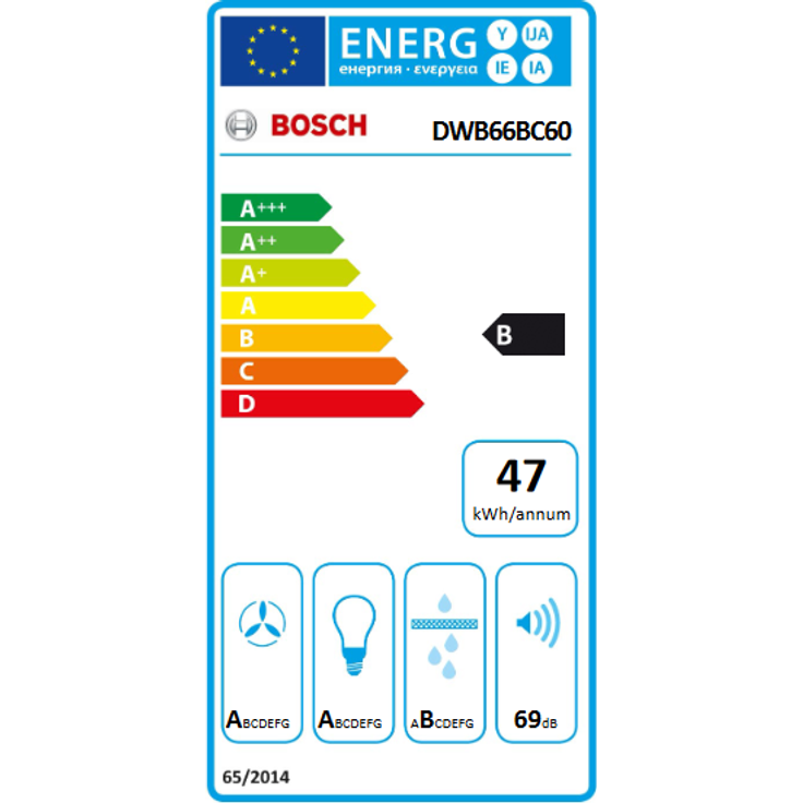 Bosch DWB66BC60 Wandhaube, Serie 2, Wandmontage, Energieeffizienzklasse: B, Leistungsstufen: 3, schwarz – Bild 6