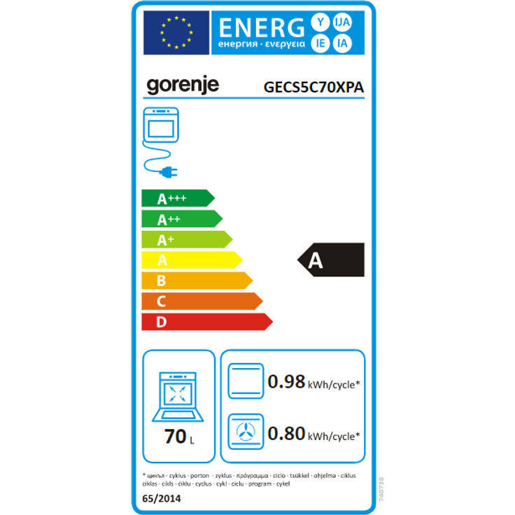 Gorenje GECS5C70XPA Herd, Standgerät, Energieeffizienzklasse A, Garraum 70 l, Edelstahl – Bild 7