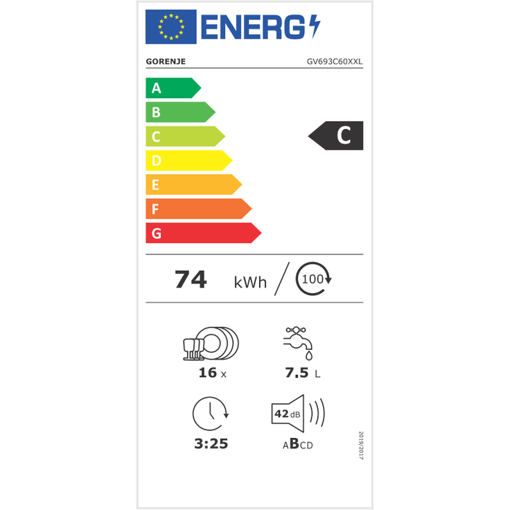 Gorenje GV693C60XXL, Geschirrspüler, C, Geräuschemissionsklasse B, Geräuschemissionen 42 Dezibel – Bild 2