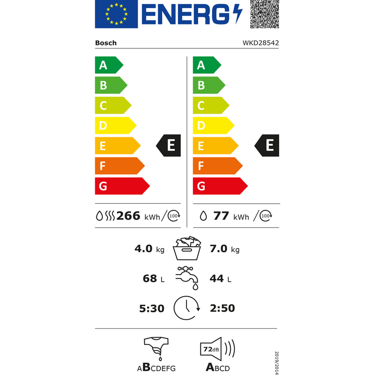 Bosch WKD28542, Waschtrockner, Energieeffizienzklasse E, Einbaugerät, Breite 60 cm, Geräuschemissionsklasse A, ActiveWater – Bild 6