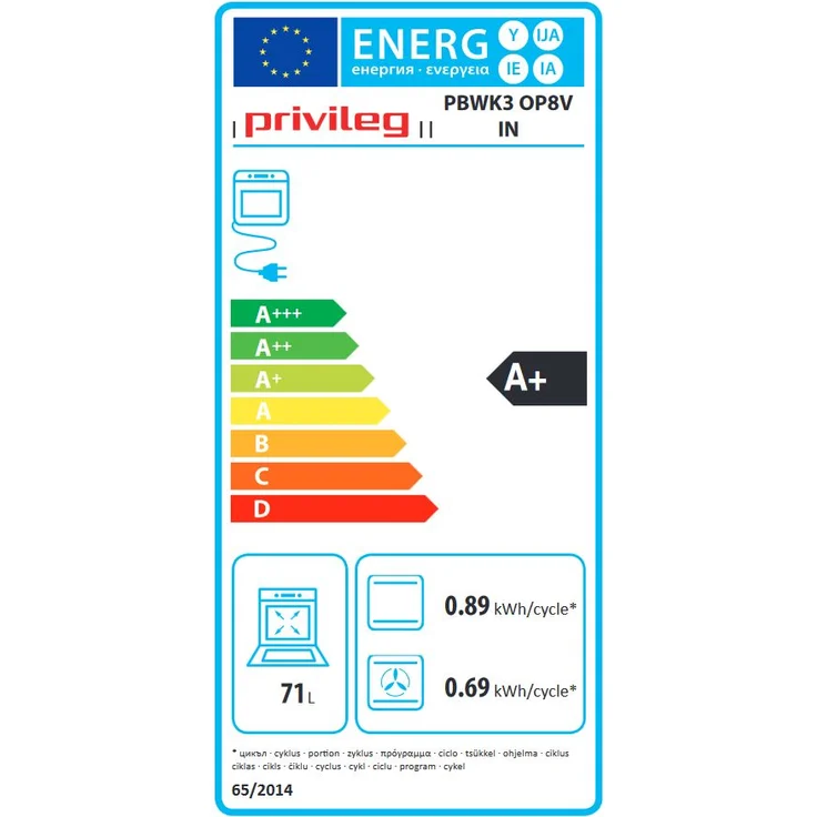 Privileg PBWK3 OP8V IN, Backofen, A+, Einbaugerät, elektrisch, Volumen 71 l, Selbstreinigung pyrolytische Selbstreinigung – Bild 2