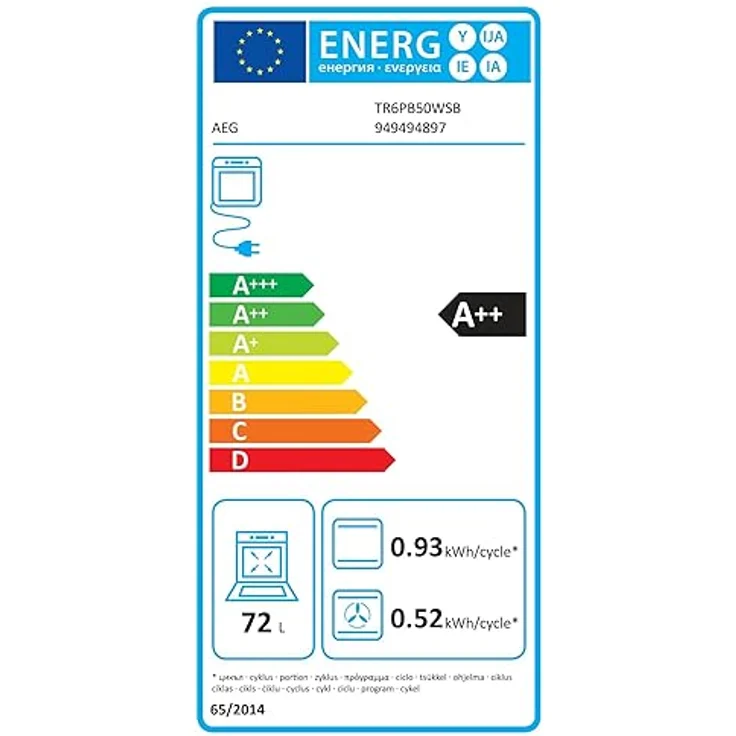 AEG Einbaubackofen TR6PB50WSB, Serie 6 LED-Touchdisplay, Pyrolyse Selbstreinigung, 25% Dampfunterstützung, Kerntemperatursensor - Weiß – Bild 6