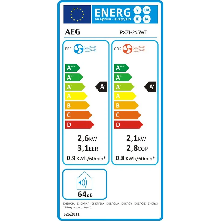 AEG PX71-265WT Eco mobiles Klimagerät (Spiralförmiger Luftstrom, App-Steuerung, Spracherkennung, Fernbedienung, inkl. Fenster-Kit, Kühlen, Heizen, Ventilator, Entfeuchten, Automatik, weiß-silber) – Bild 2