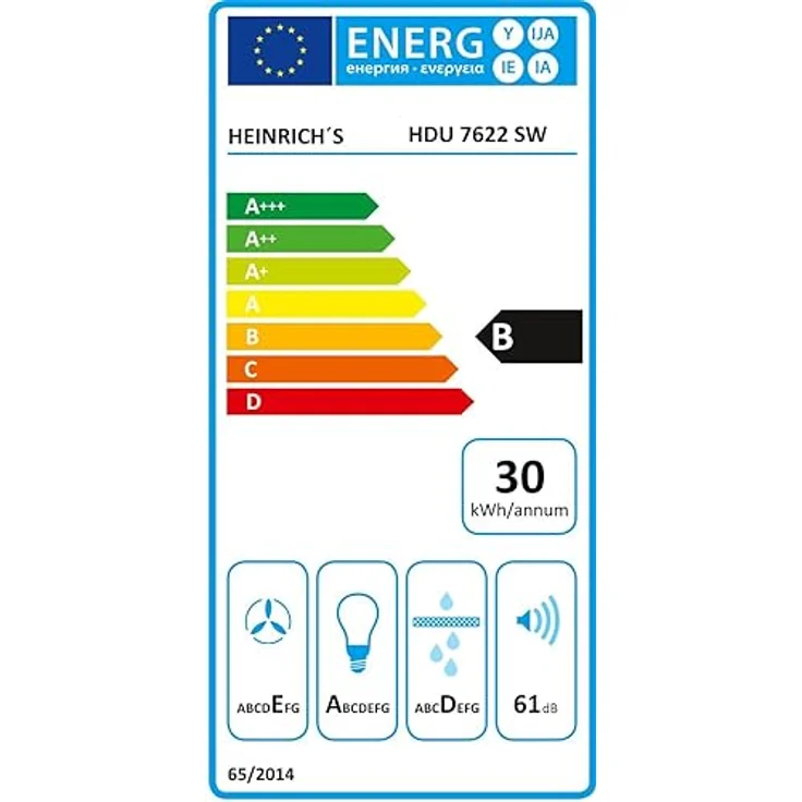 Heinrich´s HEINRICHS Dunstabzugshaube, 60cm, 300m³/h Saugkraft, LED Beleuchtung, Aktivkohlefilter, 69W Leistung, Schwarz – Bild 6