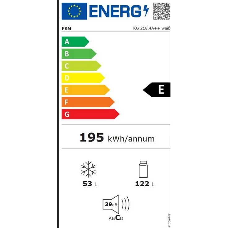 PKM KG218.4 Kühl-Gefrierkombination, freistehend, weiß, Energieklasse E – Bild 3