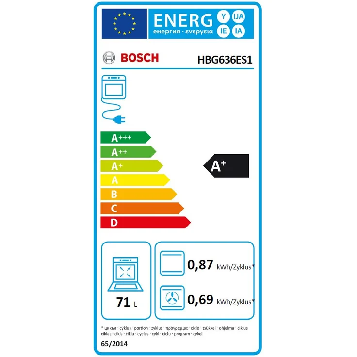Bosch HBG636ES1, Backofen, A+, Einbaugerät, Netzbetrieb, Volumen 71 l, Selbstreinigung katalytische Selbstreinigung – Bild 2