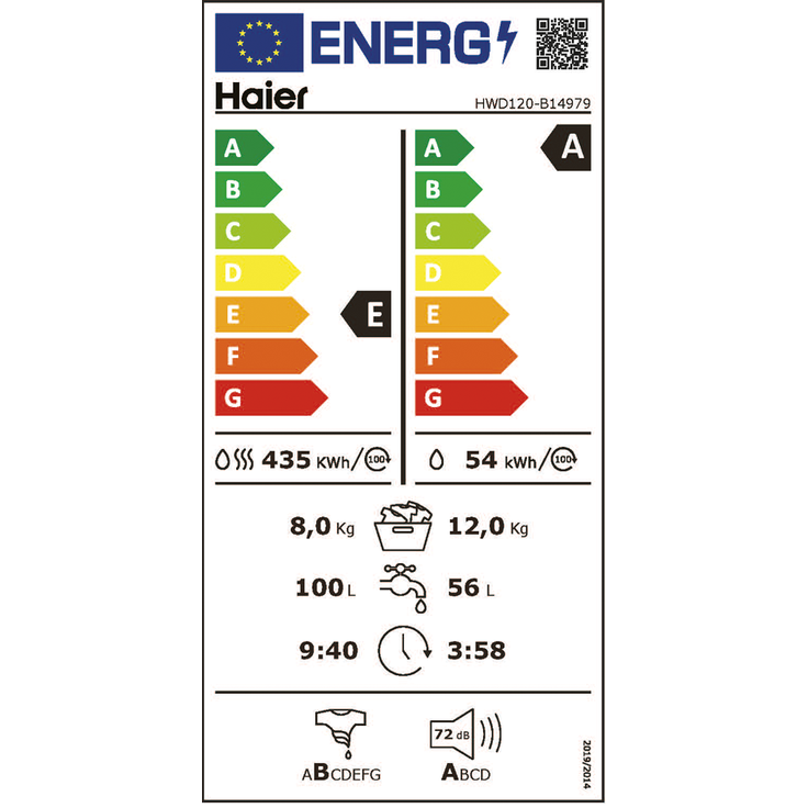 Haier HWD120-B14979, Waschtrockner, Energieeffizienzklasse E, Standgerät, Breite 59 cm, Geräuschemissionsklasse A – Bild 10