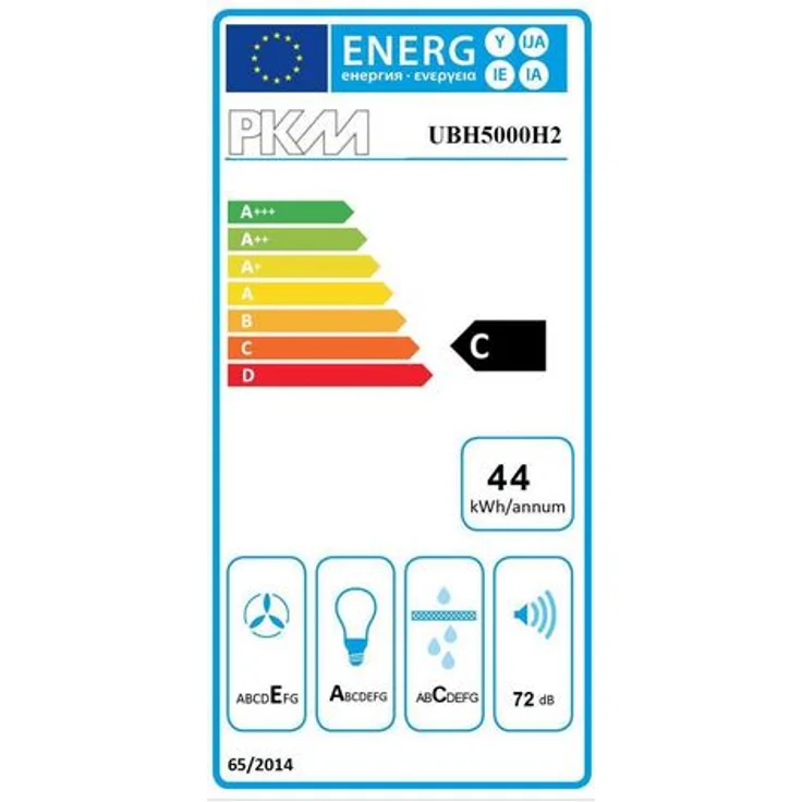 PKM UBH5000H2, Motorhaube, Standard, Breite: 60 cm, Tiefe: 46.5 cm, Absaugung und Rückführung (mit zusätzlichem Rückführungsset), Silber – Bild 2