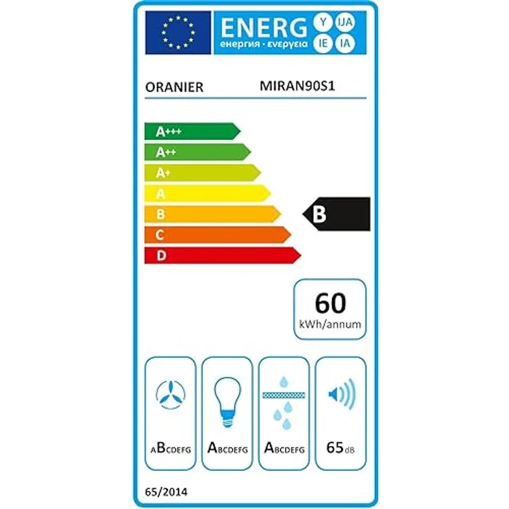 Oranier Dunstabzugshaube 90 cm - schwarze Abluft Kopffreihaube mit weißer LED Anzeige - Schräghaube mit 3 Leistungsstufen - Touch-Control - MIRAN90S1 – Bild 6