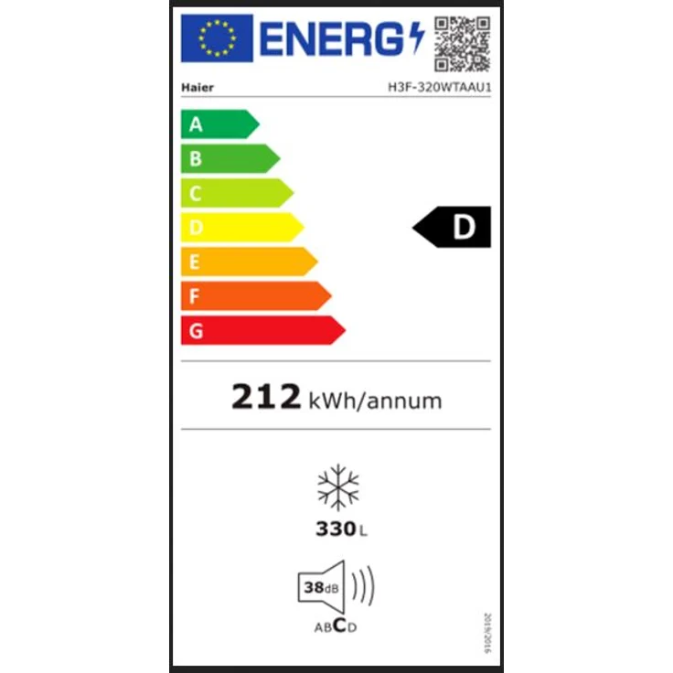 Haier H3F-320WTAAU1 Gefrierschrank, freistehend, weiß, NoFrost, LED, Breite 59.5 cm, Energieklasse D – Bild 9