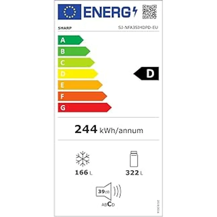 Sharp SJ-NFA35IHDPD-EU Side by Side Kühl-Gefrierkombination, EEK D, AdvancedNoFrost, Wasserspender, Twist-Ice-Maker, Inverter-Kompressor, Ped Inox – Bild 6