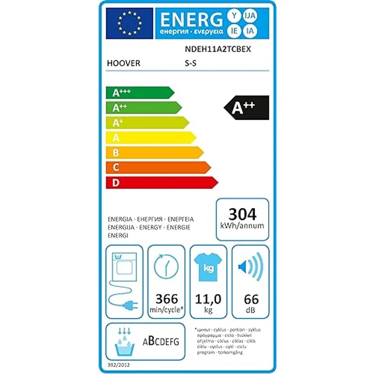 Hoover H-DRY500 NDEH11A2TCBEXS-S Wärmepumpentrockner 11 kg A++ / Smarte Bedienung/AquaVision/Symbolblende - Preisvergleich – Bild 6