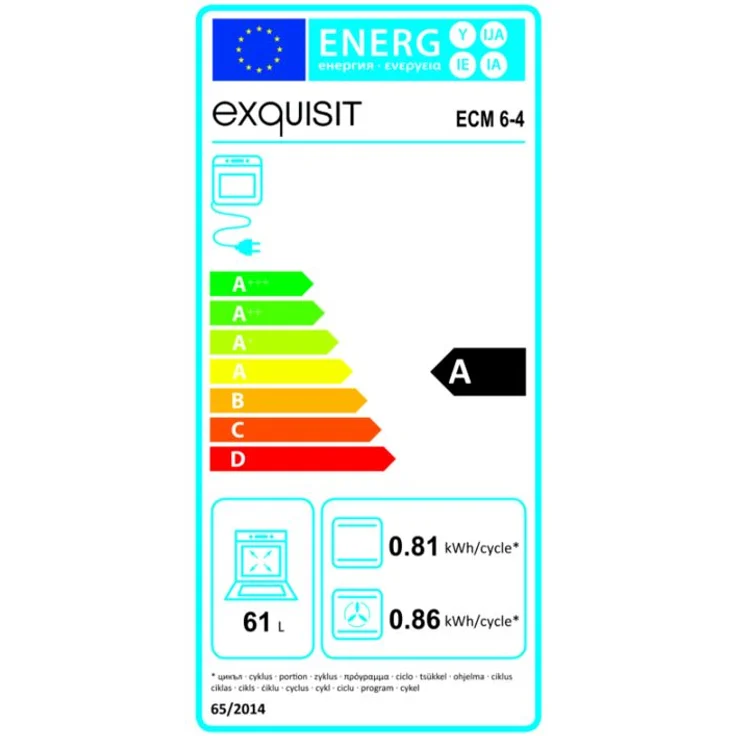 Exquisit ECM6-4, Herd, A, Standgerät, Betriebsart Ofen elektrisch, Anzahl Kochfelder 4, Volumen 61 l, Breite 66 cm – Bild 11
