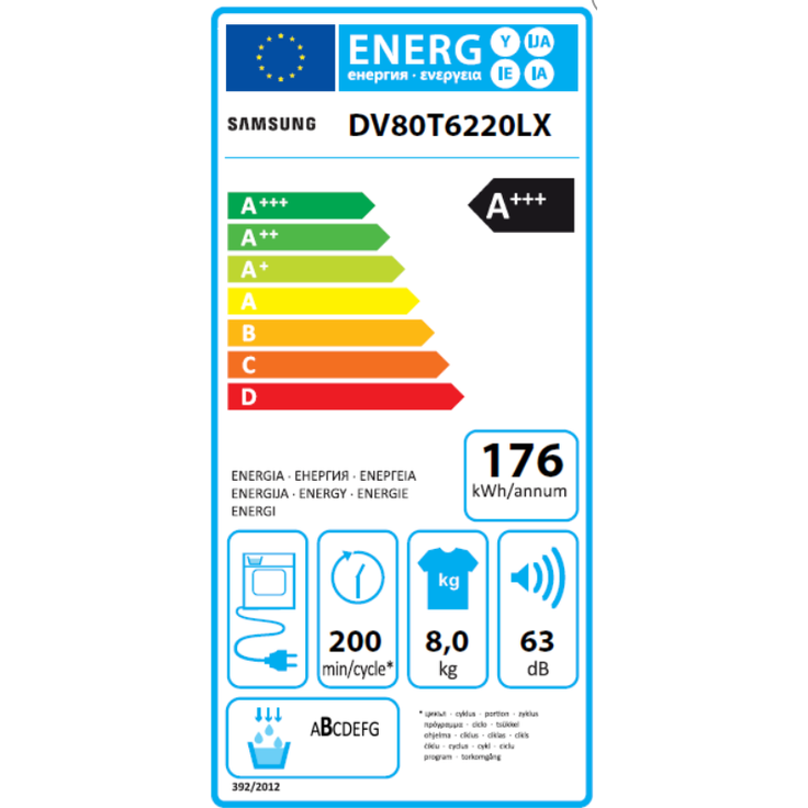 Samsung DV80T6220LXS2, Wärmepumpentrockner, A+++, Fassungsvermögen 8 kg, Standgerät, Breite 67 cm, WLAN, Reversierautomatik – Bild 12