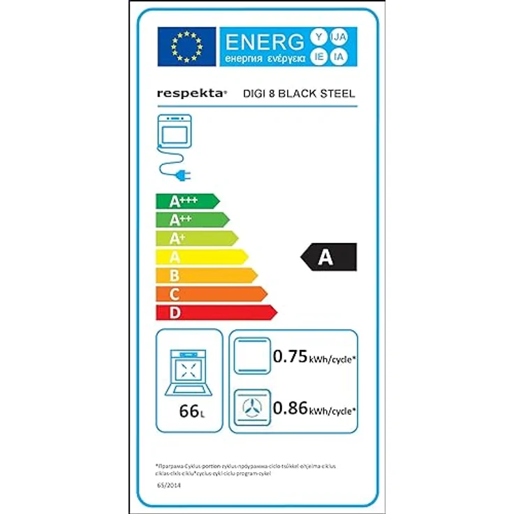 Respekta Einbaubackofen autark / 11 Beheizungsarten/LED Timer & Touch Control / 66 Liter Volumen/Eco Funktion/Energieeffizienzklasse A/Edelstahl in Black Steel Optik / DIGI8BLACKSTEEL – Bild 6