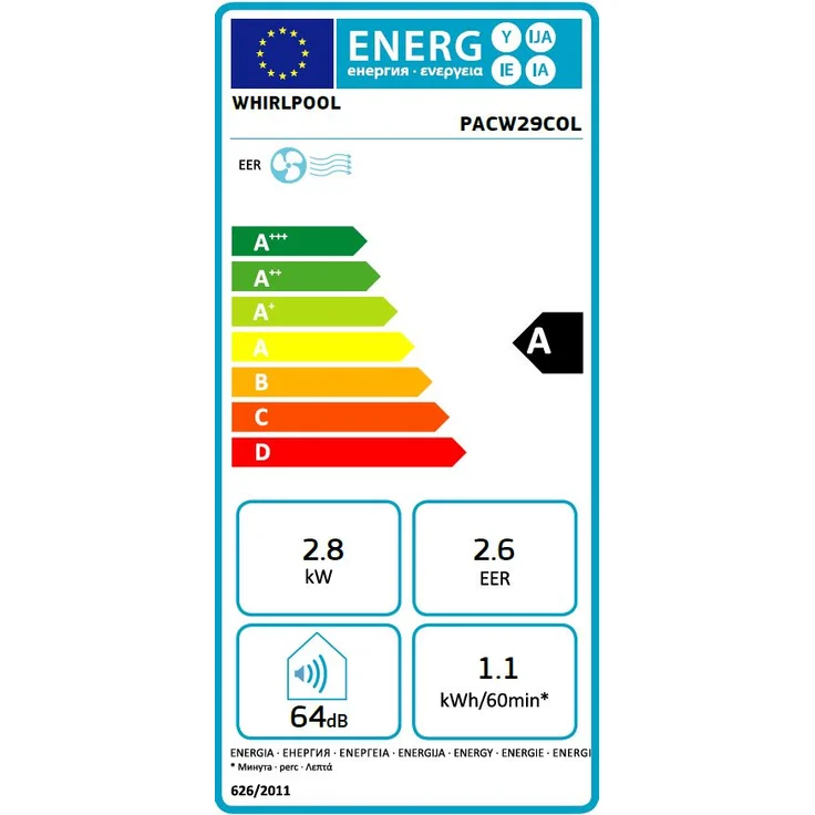 Whirlpool PACW29COL mobiles Klimagerät, 6th Sense, Silent-Mode, Around-U Funktion – Bild 7