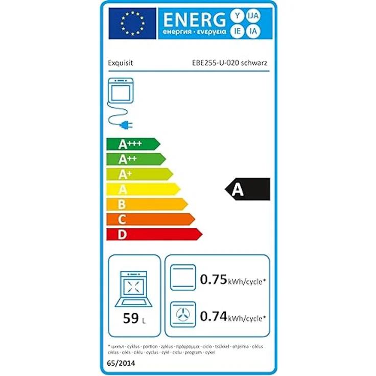 Exquisit Einbaubackofen EBE255-U-020 Schwarz | 59,0 l Garraum | Umluft | Energieeffizienzklasse A – Bild 6