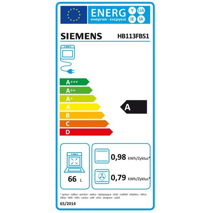 Siemens HB113FBS1 iQ100, Einbaubackofen, Energieeffizienzklasse A, Einbaugerät, elektrisch, Volumen 66 l, Breite 59,4 cm, Drehknebel, Vollglas-Innentüre, Autostart, 3D Heißluft, edelstahl – Bild 6