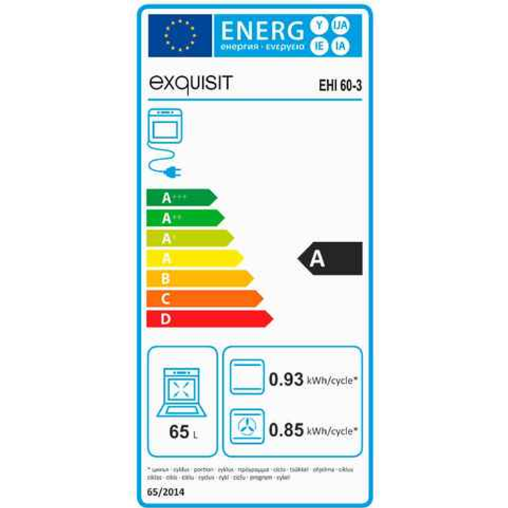 Exquisit EHI 60-3, Herd, A, Standgerät, Betriebsart Ofen elektrisch, Anzahl Kochfelder 4, Volumen 65 l, Breite 64,5 cm – Bild 10