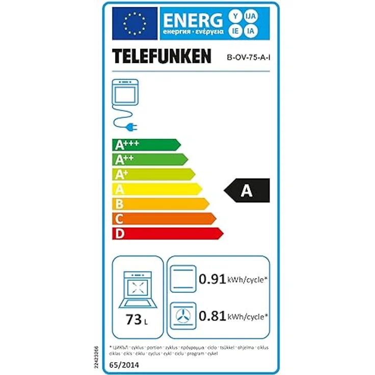 Telefunken Einbaubackofen B-OV-75-A-I, autark mit 73 Liter Volumen, Edelstahl - Preisvergleich – Bild 6