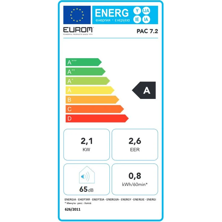 Eurom PAC 7.2 Mobile Klimaanlage, Fernbedienung, Timer, Entfeuchtungskapazität 0,8 l-h, weiß – Bild 7