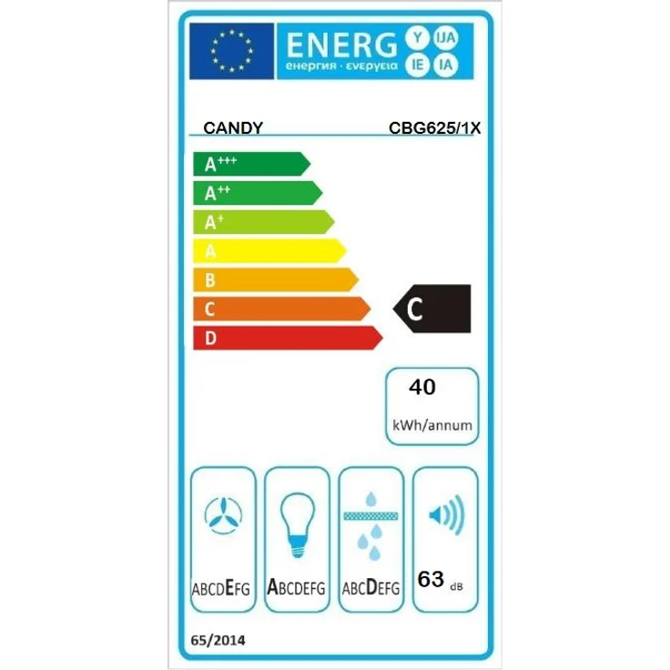 Candy CBG625-1X Dunstabzugshaube in die Decke integriert Silber C ? Dunstabzugshaube (207 m³-h, E, A, D, 57 dB, 63 dB) – Bild 2
