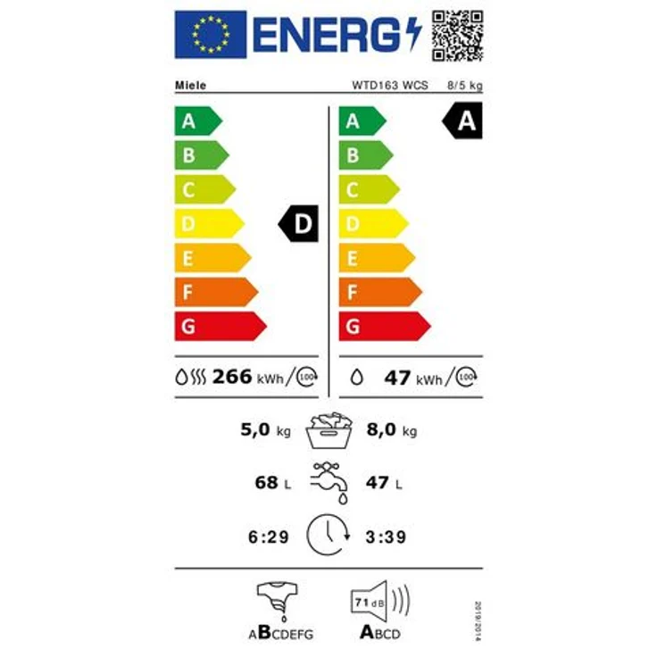Miele WTD163 WCS, Waschtrockner, Energieeffizienzklasse D, Standgerät, Breite 59,6 cm, Geräuschemissionsklasse A – Bild 6