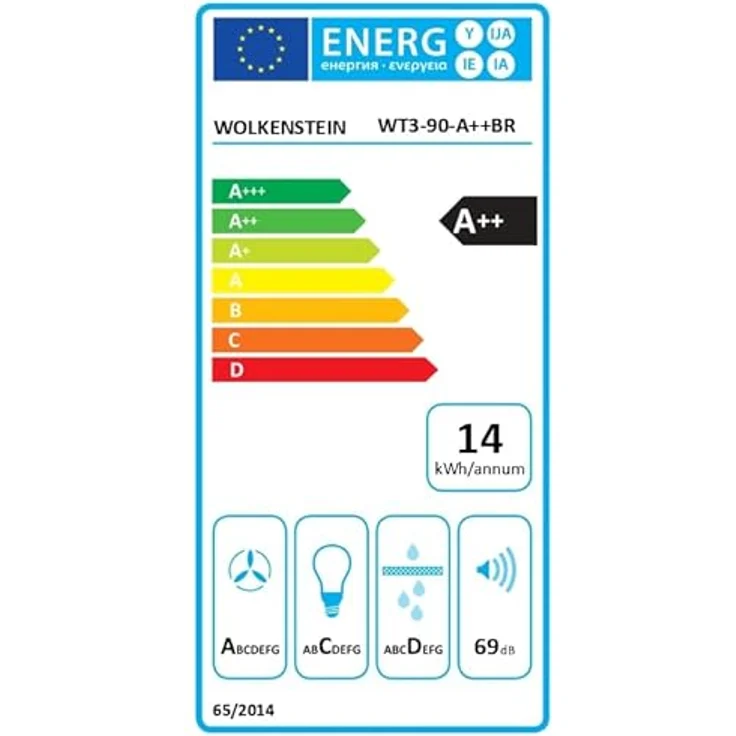 Wolkenstein Dunstabzugshaube WT3-90-A++BR | Touch Control | 90 cm | nur 66 dB | schwarz – Bild 6