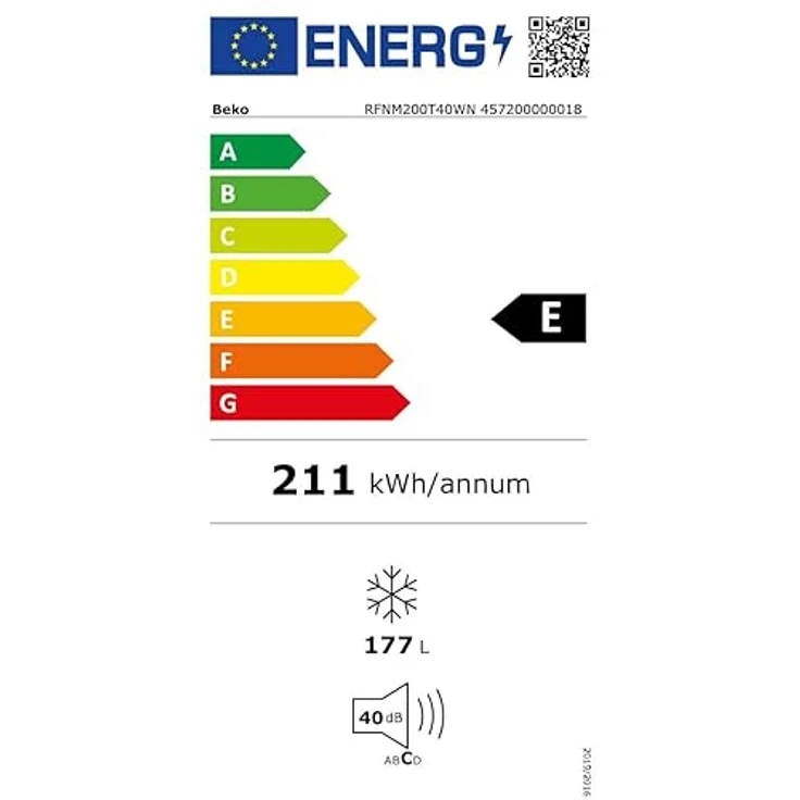 Beko RFNM200T40WN Gefrierschrank, NoFrost, 177 Liter Nutzinhalt, Freistehend, 3 Gefrierschubladen, 2 Fächer, 40 dB, Weiß – Bild 6