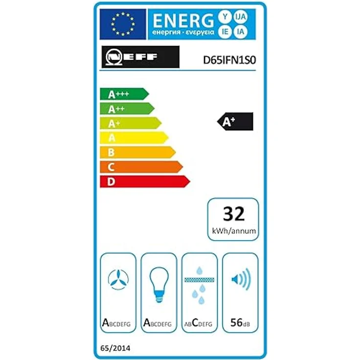 NEFF D65IFN1S0 Wandesse N50, Dunstabzugshaube zur Wandmontage, 60cm breit, Efficient Drive, LED-Beleuchtung, Kochfeldbasierte Haubensteuerung, Touch Control, Metallfettfilter, Schwarz – Bild 6
