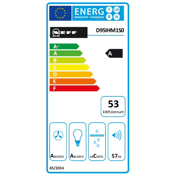 Neff N 50 DIHM951SMK (D95IHM1S0), Motorhaube, Kamin abgewinkelt, Breite: 89 cm, Tiefe: 49.9 cm, Abzug & Umluft, mit internem Motor, Klarglas schwarz bedruckt – Bild 7