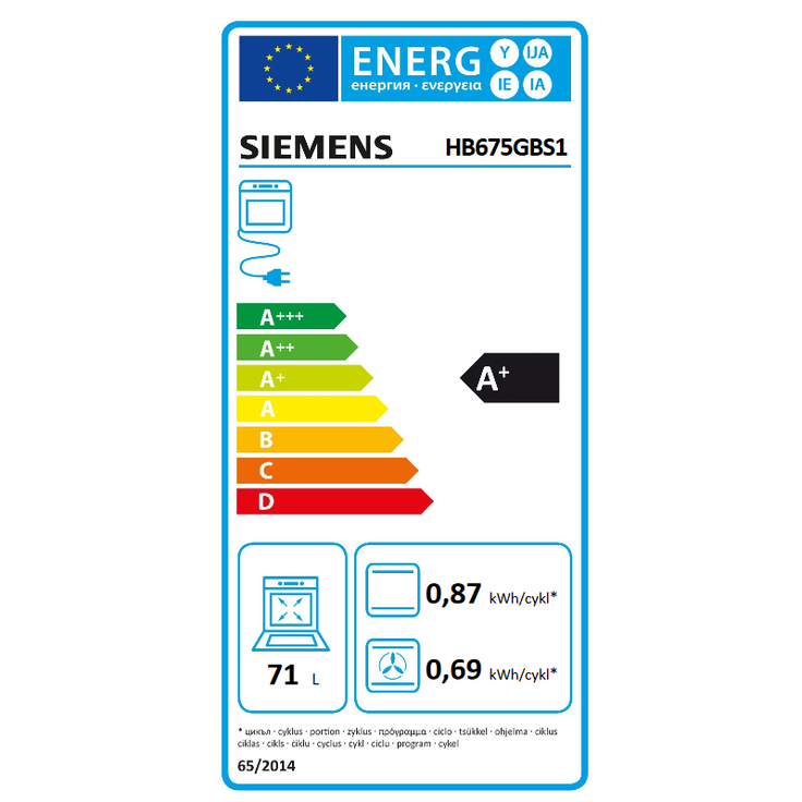 Siemens HB675GBS1 60 cm, Backofen, A+, Einbaugerät, Elektrisch, Volumen 71 l – Bild 2