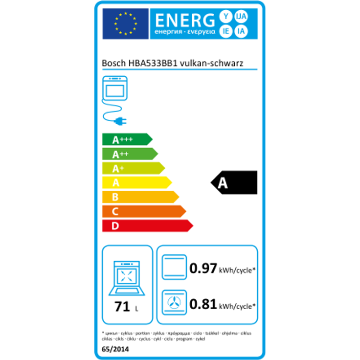 Bosch Einbaugerät, Backofen, A, Einbaugerät, Elektrisch, Volumen 71 l, Ober-Unterhitze + Umluft – Bild 2