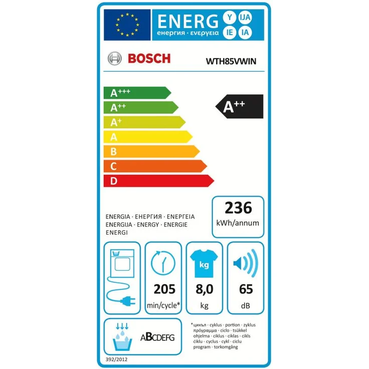 Bosch WTH 85 V WIN, Wärmepumpentrockner, A++, Fassungsvermögen 8 kg, Standgerät, Breite 62 cm, AutoDry, EasyClean – Bild 4